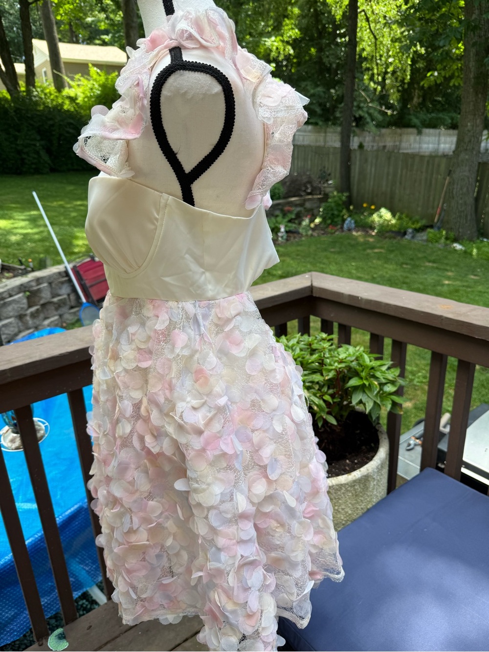 ASOS Luxe 3D Floral Babydoll Mini Dress  Size 10 padded chest - Picture 7 of 14